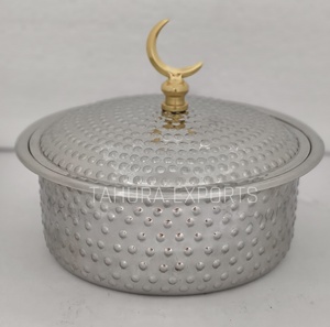 Casserole martelée luxueuse avec couvercle dernière conception ensemble de 5 marmites de couleur or pour la décoration de table de mariage et de dîner - Product Image 2