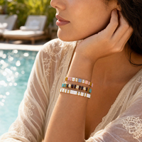 Pulsera Go2boho con Cuentas Geométricas de Vidrio y Baño de Oro de 18K, Joyería de Moda Unisex para Regalo