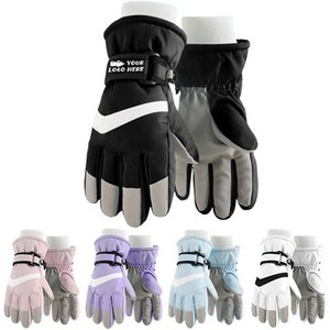 Vente en gros Logo personnalisé Gants de ski pour enfants Plus Velvet Warm Waterproof - Product Image 1