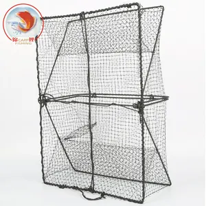 African Market Customized 2 Entrance Foldable Square Fishing Cage Aquaculture Foldable Multifilament Crab Trap