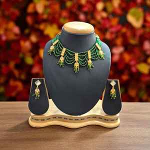 Joyería de moda de Bollywood, collar y pendientes de piedra de Color blanco con perlas de cristal de circón cúbico, conjunto de joyería para mujeres y niñas - Product Image 1