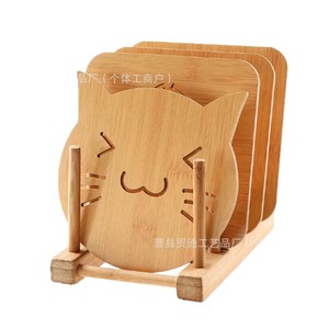 Juego de posavasos de madera con soporte, forma irregular, resistente al calor, para tazas de té, uso en la cocina - Product Image 2