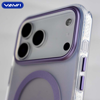 VAWI B004 Coque rigide antichoc de haute qualité pour iPhone 13 14 15 16 17 ProMax, coque magnétique à bordure à pois dégradée pour Samsung
