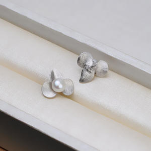 S925 Silver Solid Large Shell Pendant and Pearl Earrings Matte DIY Accessories Tray <b>Fine</b> <b>Jewelry</b> <b>Set</b> 1385 - Product Image 4