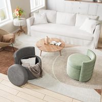Fauteuil d'appoint pivotant à 360 degrés moderne, rembourré en mousse, avec rangement, ottoman, revêtement en velours, baril, salon, salle de maquillage, chambre à coucher