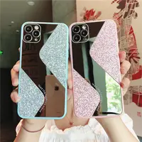 Glitter Poeders S-Vormige Spiegel Telefoon Geval Voor Samsung S20 S10 Plus Note 20 10 9 A52 A72 A21S a50 Fashion Make-Up Back Cove