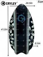 Skimboard en bois avec rayures florales et motifs tourbillonnants pour les sports nautiques de plage