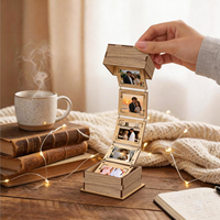 Boîte à photos souvenir, mini boîte à photos à tirer, artisanat décoratif fait main pour mariage, Saint-Valentin ou cadeau d'anniversaire