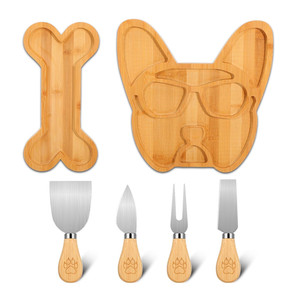 Ensemble cadeau pour fête <span class=keywords><strong>de</strong></span> Noël pour bouledogues <span class=keywords><strong>français</strong></span>, plateaux à <span class=keywords><strong>fromage</strong></span> et charcuterie, assiettes <span class=keywords><strong>de</strong></span> service en bambou <span class=keywords><strong>de</strong></span> forme irrégulière - Product Image 1