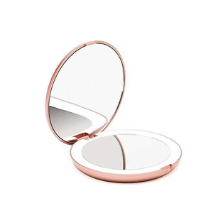Manufacturers Wholesale Bulk Round Mini Makeup Hand <b>Travel</b> Cute Compact Folding With Light LED Pocket <b>Mirror</b> - Product Image 3