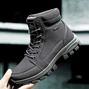 Scarpe Unisex in cotone personalizzate invernali in microfibra <span class=keywords><strong>stivali</strong></span> alla moda da <span class=keywords><strong>uomo</strong></span> <span class=keywords><strong>con</strong></span> <span class=keywords><strong>pelliccia</strong></span> corta altezza caviglia chiusura <span class=keywords><strong>con</strong></span> lacci per l'autunno - Product Image 1