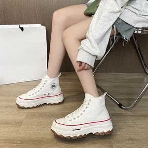 Nuevos zapatos de lona de primavera para estudiantes, zapatos de zapatillas blancas de plataforma alta, zapatos de tabla informales de elevación - Product Image 6