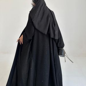 2025 clásico Abaya verano ligero fresco viaje Simple gasa con Destello fino adelgazamiento musulmán mujeres negro Abaya jalabiya vestido - Product Image 5