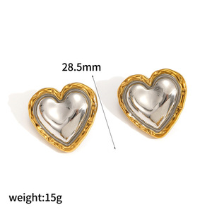 Pendientes de acero inoxidable chapados en oro con forma de corazón para mujer, regalo de moda, joyería de aleación de zinc TE60424 G - Product Image 5