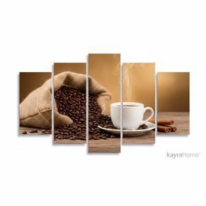 ศิลปะบนผืนผ้าใบลายกาแฟแบบส่วนตัว: ของตกแต่งห้องครัวสุดหรู, ของขวัญสำหรับคนรักกาแฟ, ชุดผ้าใบ 5 ชิ้น - Product Image 2