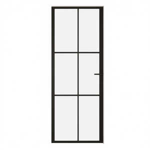 Porta Interna in Vetro Nero 29,9 X 79,3 Pollici Design Minimalista Isolamento Acustico Apertura Manuale - Product Image 1