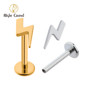 Fabriek <span class=keywords><strong>Direct</strong></span> Astm F136 Veilige Titanium Implantaat Kwaliteit Intern Schroefdraad Bliksem Labret Neus Oor Piercing Sieraden - Product Image 1