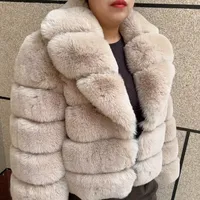 Nouvelle Veste Courte en Fausse Fourrure pour Femme, Col Large Tendance, Coupe Épaisse, Hiver, Douce et Moelleuse