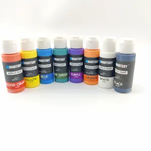 水性8色丙烯酸涂料套装 (每件2盎司/60毫升盎司)，无毒工艺涂料，带3把刷子，用于工艺DIY绘画