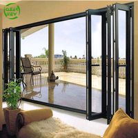 Portes coulissantes pliantes en verre en alliage d'aluminium modernes pour l'extérieur et l'intérieur, pour villa et appartement