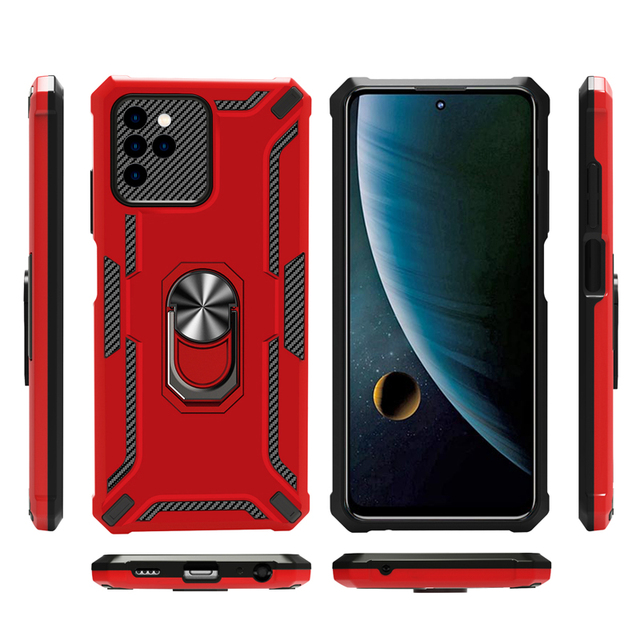 For ZTE A51/A71/A52/A53/A54 Phone Case Shockproof TPU PC Back Cover Car Ring Holder Kickstand Cases for ZTE BLADE V30/V40