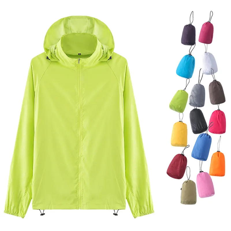 Wholesale Men's Light Running Hiking Rain Jacket Waterproof With Hood Windbreaker Pullover Coats Hoodie Packable