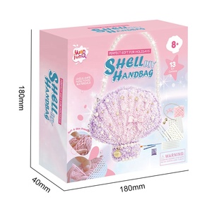 Trend Setting DIY Shell <b>Handbag</b> Kit Handmade Bulky Chenille Yarn <b>Crochet</b> Bag with Pearl Chain & Bow for Girls & Women - Product Image 5