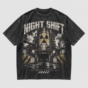 T-Shirt Oversized Industrial City <b>Graphic</b> <b>Tee</b> <b>Vintage</b> Wash Boxy Fit Drop Shoulder Streetwear Custom Private Label Men T Shirt - Product Image 1