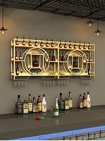 Étagère à vin en fer forgé de luxe, murale et lumineuse, avec des cages de rangement pour comptoir de bar, pour meubles de maison et porte-liquores
