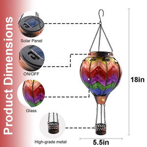Colorful Solar <strong>Lantern</strong> Glass Hanging Solar Hot Air Balloon <strong>Lantern</strong> With Flickering Flame Outdoor for Garden Patio <strong>Christmas</strong> - Product Image 2
