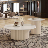 Table Basse de Centre Moderne Luxe Blanche avec Rangement, Design Minimaliste en Verre et Bois pour Maison, Bureau, Salle à Manger, Chambre et Hôtel