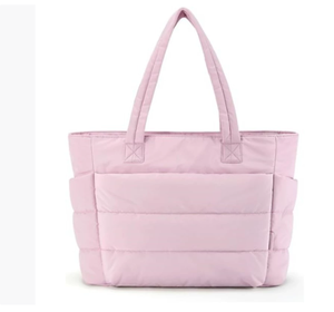 여성용 맞춤형 로고 방수 폴리에스터 푹신한 토트 백 여름용 지퍼 클로저가 달린 패딩 핸드백 - Product Image 2