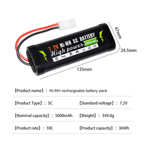 <span class=keywords><strong>7.2v</strong></span> 5000mah ni-mh סוללה עבור rc צעצועי טנק מכונית מסוק עם מחברים טמיה 7.2 סוללה v - Product Image 6