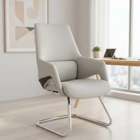 Chaise de bureau de style exécutif en cuir PU blanc, réglable, avec base cantilever chromée et fonction massage, conforme aux normes américaines