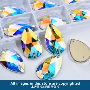 OLeeya Factory Wholesale Teardrop Top 5A Bevel Glass Flat <b>Back</b> Sewing <b>Drop</b> Crystal AB Sew on Rhinestones for Garment Accessories - Product Image 2