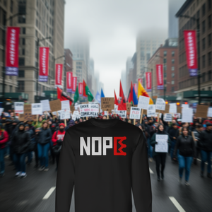 Maglietta a maniche lunghe orizzontale con scritta No Kings Protest Sign - Product Image 3