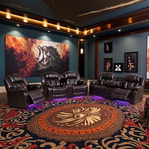 Smart Home Furniture Compressed Leather Power Recliner Sectional Couch Set with USB Charge LED Light Cool Cup Living Room <b>Sofa</b> - Product Image 2