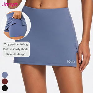 Ensemble de tennis 2 pièces Janya Fashion : Haut asymétrique et jupe taille haute, mini-jupe-short extensible et ajustée pour le yoga, le sport et le golf, vêtements de sport pour femme - Product Image 4