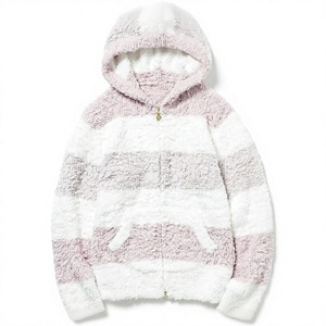 Women <b>Sherpa</b> Hoodie Striped Fleece Sweatshirt Zip Up Pullover Hooded <b>Jacket</b> Casual Winter Outerwear - Product Image 1