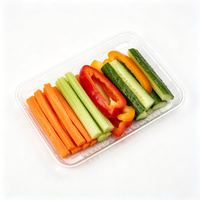 Barquette rectangulaire en plastique PET transparent en gros pour salades, raisins, cerises, tomates, légumes, emballage de supermarché