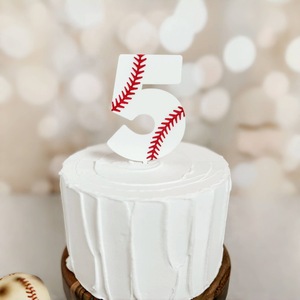 ท็อปเปอร์เค้กอะคริลิคหมายเลข 5 ลายเบสบอล น้ำผึ้ง และความหวาน สำหรับตกแต่งเค้กวันเกิดเด็ก ฉลองวันเกิดครบรอบ 1 ปี - Product Image 1