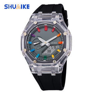 Orologio Sportivo da Esterno GA2100 per <span class=keywords><strong>Uomo</strong></span>, Display LED a Colori Semplice con Doppio Fuso Orario, Orologio Digitale con Cinturino in Gomma Monocolore - Product Image 1