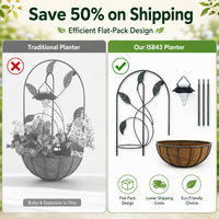 Panier de Jardin Suspendu Solaire Arqué avec Doublure en Fibre de Coco et Cadre en Fer, Décoration pour Jardin, Patio, Porche