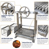 Barbecue argentinien avec volant avant et grilles en V pour égoutter les jus de viande