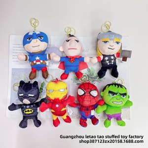 Figurine en peluche Avengers Spiderman <span class=keywords><strong>Hulk</strong></span> <span class=keywords><strong>Thor</strong></span> de 4 pouces, rembourrée en coton PP, pour les 14 ans et plus, avec accessoire porte-clés - Product Image 1