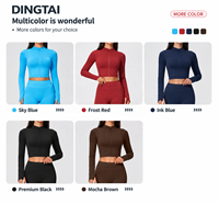 Ensemble 2 pièces Dingtai : Cardigan court à col montant et manches longues, veste sans couture et leggings de yoga à séchage rapide avec effet ventre plat pour femme