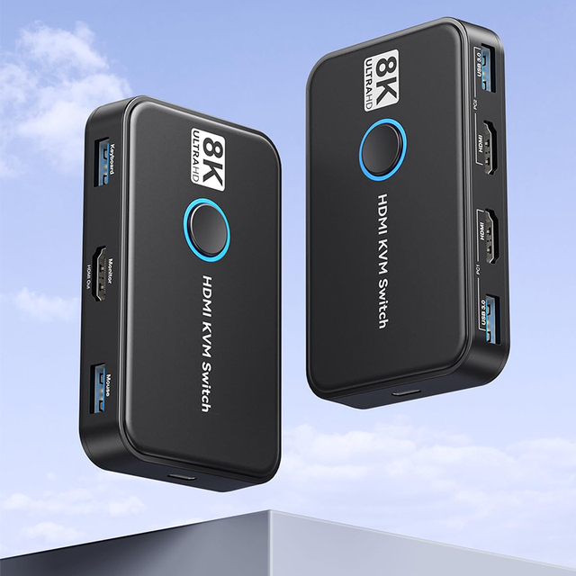 8k302 Fjgear Plug and Play Usb3.0 Selector 7680*4320/60Hz 13*6.5*2.2Cm 8K  and Hdmi Kvm Switch