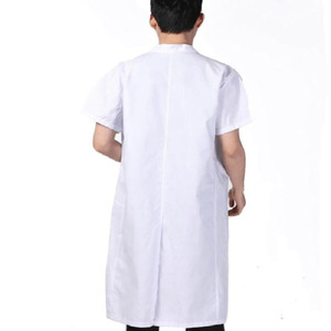 Bata de laboratorio blanca de manga corta para hombres y mujeres, uniformes de hospital con logo impreso, tallas S, M, L, XL, XXL, material Diping. - Product Image 3