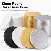 Plateau à gâteau biodégradable de qualité alimentaire, écologique, personnalisé, 12 mm, base tambour, blanc, or, argent, dorure à chaud, vente en gros commerciale 10/12/16