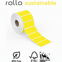 Vente en gros d'usine, rouleau d'étiquettes thermiques jaunes de 2*1 pouce, autocollants à code-barres adhésifs, compatibles avec l'imprimante thermique directe Rollo